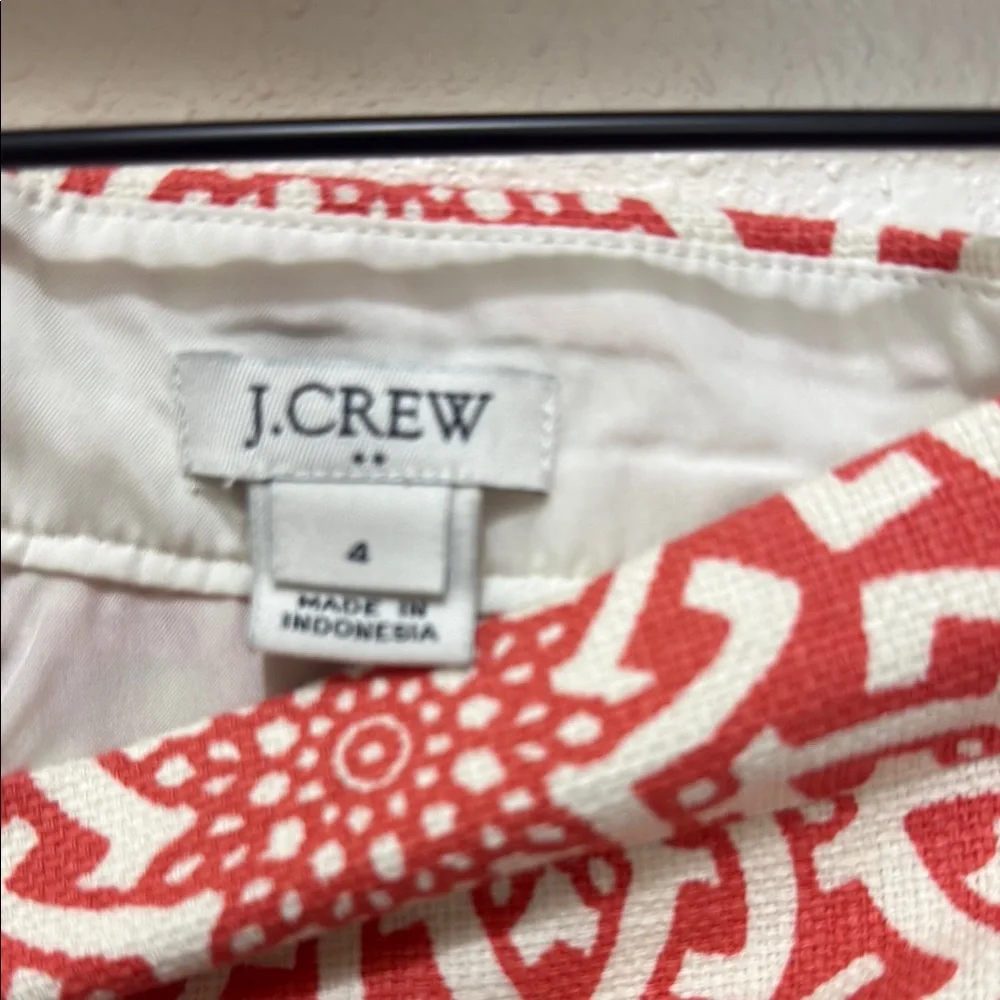J.Crew Coral and White Patterned Women's Skirt, Size 4